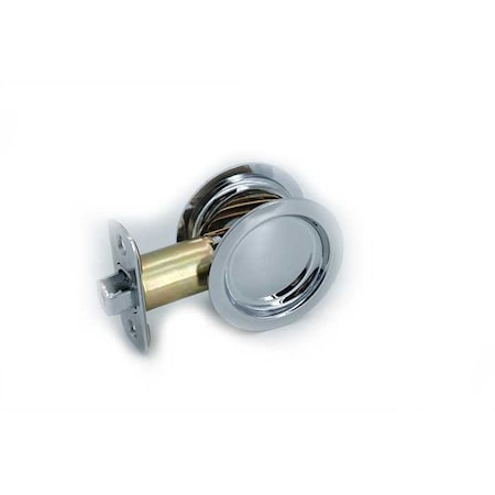 Orca Hardware Pocket Door Lock, Round, Passage Function, US26 Polished Chrome Finish PDLRD-PS-26